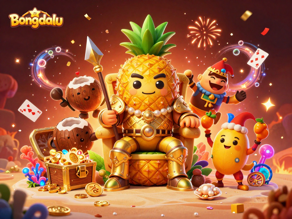 Bongdalu brings excitement to the casino with a thrilling 3D scene featuring golden characters and vibrant decorations.