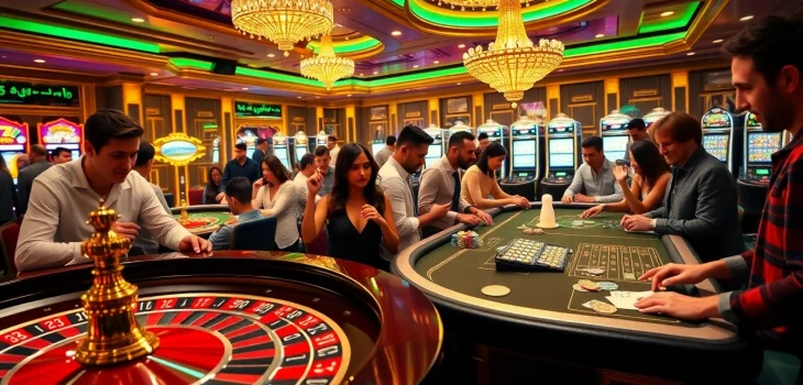 Players engaging at a BL555 casino table, showcasing excitement and strategy in a vibrant gaming atmosphere.