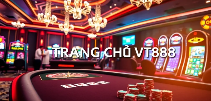 Players enjoying the thrilling atmosphere of TRANG CHỦ VT88 at a luxurious casino with vibrant games.