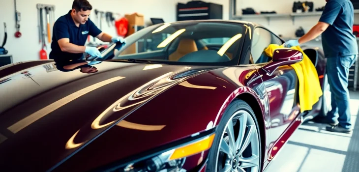 Install paint protection film near me on a sleek sports car for ultimate shine and protection.
