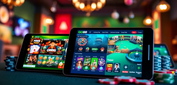 Engage with Tải GO88, featuring a vibrant display of gaming options and an inviting interface on mobile devices.