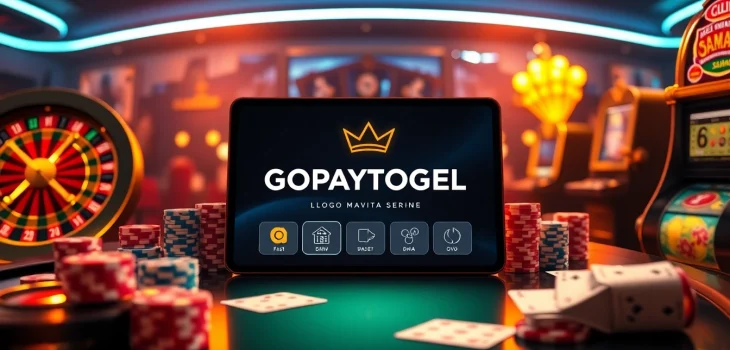 Engaging GOPAYTOGEL interface displaying strategic betting options with poker chips and digital wallet features.