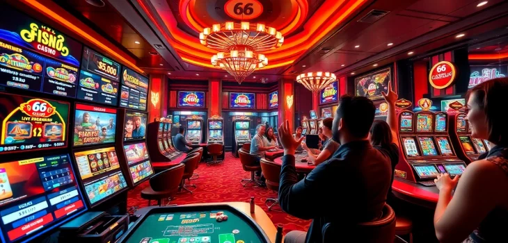 Exciting online casino experience at 66 club with vibrant games and happy players.