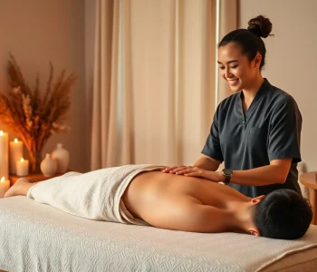 Experienced therapist providing 수원출장마사지 in a serene home environment, highlighting tranquility and professionalism.