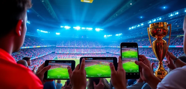 Socolive streaming platform showcasing live football matches with enthusiastic fans in a vibrant digital setting.