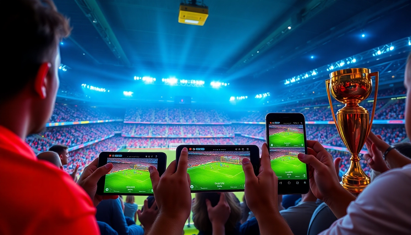 Socolive streaming platform showcasing live football matches with enthusiastic fans in a vibrant digital setting.