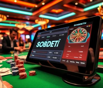 Engaging sbobet link betting scene showcasing vibrant casino elements and excited players