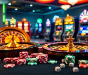 Experience thrilling gaming at 555win with vibrant poker chips and a roulette wheel.